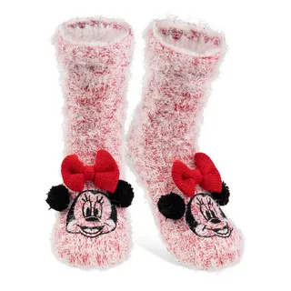 UNITED LABELS Disney Minnie Mouse Kuschelsocken für Damen, Rot, OneSize 38-43, flauschige Stoppersocken mit Sherpa Futter, warme Socken, Hüttensocken