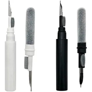 2 Stück Reinigungsset für Airpods Pro 1 2, 3 In 1 Multifunktions-Reinigungsstift weiche Bürste, Tragbarer Airpod Zubehör Reinigungsstift Kompatibel Kopfhörer Ladebox, Kamera, PC, Handy (Weiß/Schwarz)
