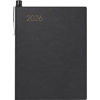 Brunnen Taschenkalender 713 7,2x10,2cm 1 Woche/2 Seiten Leder schwarz
