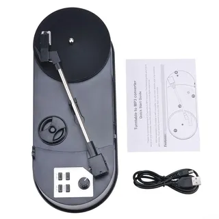 Hasaller Mini Plattenspieler Vinyl Plattenspieler Schallplattenspieler Vinyl zu MP3 Konverter Wireless Plattenspieler Portable Vinyl Records Player Vintage Record Player mit SD Card