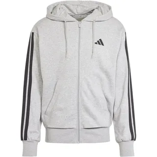 adidas Essentials 3-Streifen French Terry Reißverschlusspullover Medium Grey Heather / Black 2XL
