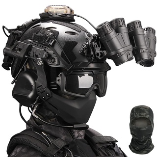 TRCTIC Taktischer Helm Set, Fast Helm mit Airsoft Maske, Noise-Cancelling-Kopfhörer, Paintball Brille und NVG Modell für Outdoor Jagd CS Militär Spiel