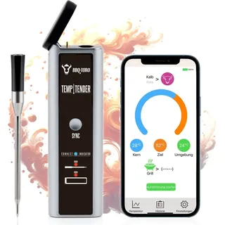 BBQ-Toro Grillthermometer kabellos Edelstahl silberfarben