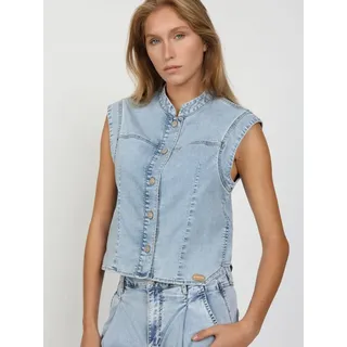 GANG Jeansweste 94LARA VEST ärmelloser Relax-Fit blau S (34/36)