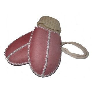 Baby-Lammfell-Handschuhe / - Fäustel mit Strickbündchen, rosa