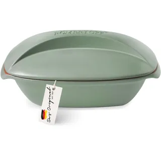 ROMERTOPF Römertopf Bräter CULINARIO für 4 Personen - 3 Liter Schmortopf mit Deckel aus Keramik – Zum Schmoren, Braten und Dampfgaren - Backofengeeignet, Grün