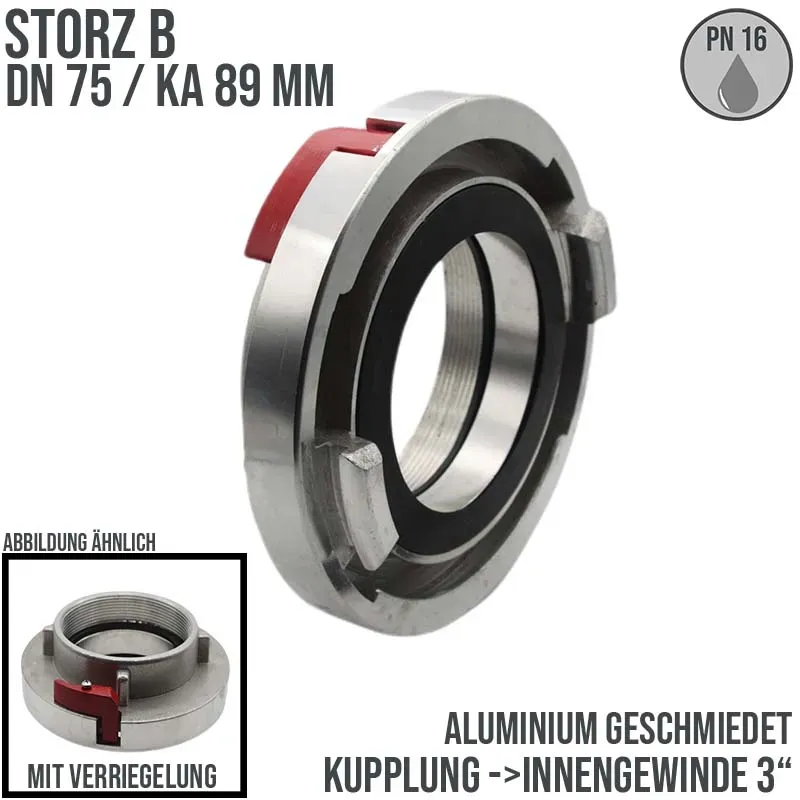 STORZ B DN 75 KA 89 Kupplung Innengewinde IG 3 mit Verriegelung Saug Bau Feuerw..."