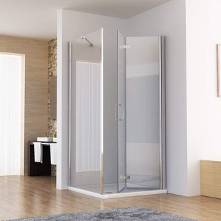 MIQU Duschkabine 120x90 Eckig Dusche Falttür 120 mit Seitenwand 90 Duschwand 6mm NANO Glas 185cm DB