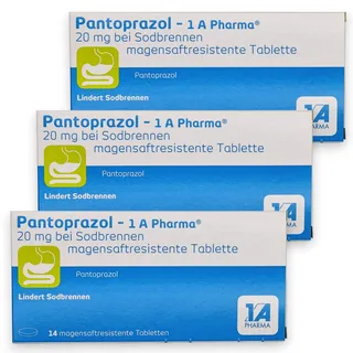 PANTOPRAZOL 1 A PHARMA 20mg 3x 14 Tabletten gegen SODBRENNEN I Saures Aufstoßen I Reflux I Sparangebot mit give-away von Pharma Perle