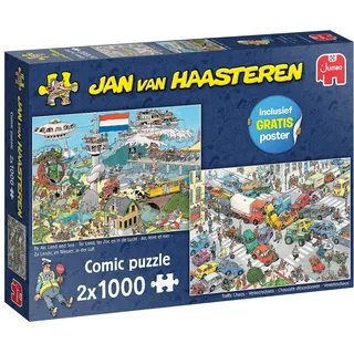 JUMBO Spiele Jan van Haasteren Verkehrschaos & Luft Land Und Meer, Puzzle 1000 Teile