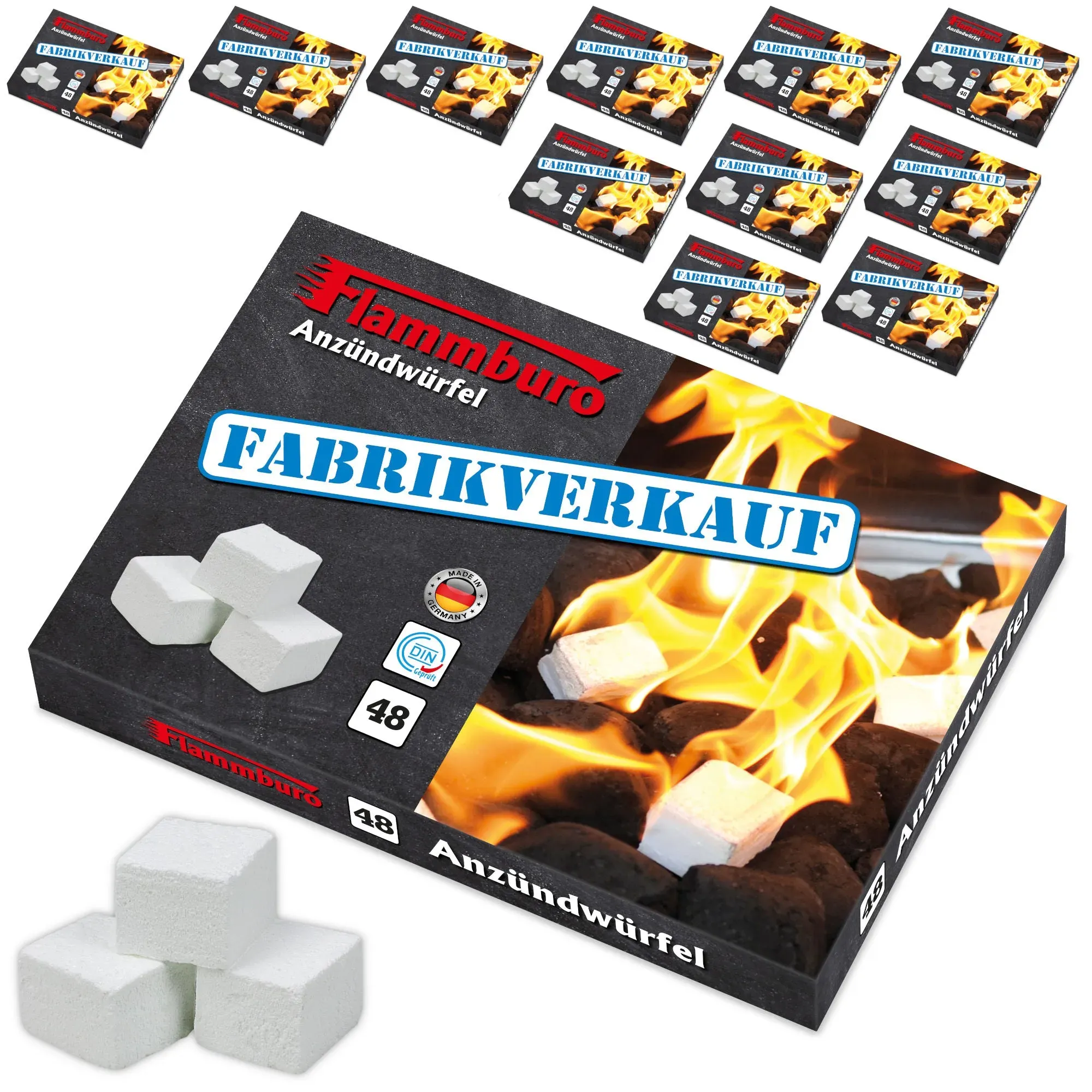 Anzündwürfel Paraffin - 12 Anzündplatten / 576 Würfel