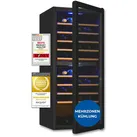 Exquisit Weinkühlschrank 2 Zonen, Platz für 114 Flaschen, 220 l, Umluftventilator, 9 Holzablagen, Temperaturanzeige, WS2-114-GTE-160G schwarz