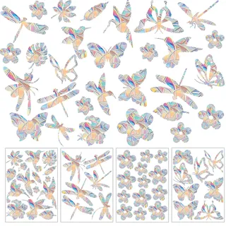 Prisma-Fensteraufkleber Vogelschutz,42 Stück Regenbogen Fensterfolie,Vogelschläge 3D Fensterfolie Regenbogeneffekt Regenbogen Fenster Sticker Anti-Kollisions-Aufkleber,Vogelschutz Aufkleber Fenster