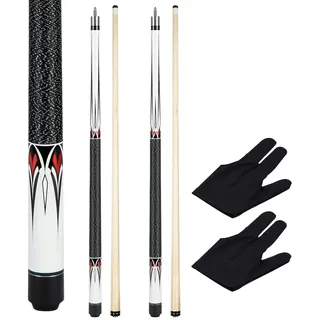 Teekerwan Pool Cue Stick - 58 inch Maple Billiard Pool Stick, 20 oz 1/2 Maple Pool Cue Stick Kit, 2-Piece Billiard Pool Cue Stick (Set of 2)