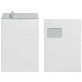 Herlitz Versandtasche C4 mit Fenster, 25 Stück mit Innendruck in Folienpackung, eingeschweißt, weiß