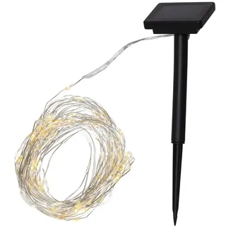 Star Trading Lichterkette Kunststoff 19 m 200 LEDs warmweiß inkl. Dämmerungssensor silber