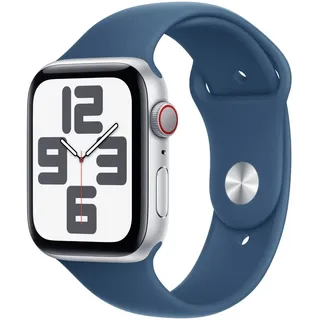2024 GPS + Cellular 44 mm Aluminiumgehäuse Silber, Sportarmband Denim S/M