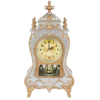 Joyzan Tischwecker, Wanduhr mit Pendel und Glockenspiel, Vintage Uhr Pendel Klassische Vintage-Tischuhr im europäischen Stil, antike Uhr für Zuhause, Wohnzimmer, Schlafzimmer[Weiß]