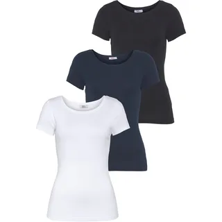 FLASHLIGHTS T-Shirt, 3 Stk. Kurzarm, sehr figurbetonte Passform, aus Feinrippstoff Flashlights schwarz, marine, weiß