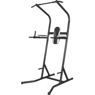 Gorilla Sports GORILLA SPORTS® Power Tower - Multifunktional, mit Klimmzugstange, Dip Station, Arm- und Rückenpolster, bis 115 kg Belastbar, Schwarz - Kraftturm, Kraftstation, Klimmzugstation, Fitnessstation