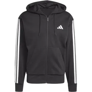adidas Essentials 3-Streifen Fleece Reißverschlusspullover Black / White 3XL