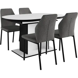 otto home Essgruppe »Basel, Tischgruppe mit Ausziehtisch«, (Set, 5 tlg.),... BESTSELLER, Sitzgruppe, Tisch, Stühle, ovale Tischplatte, Säulentisch