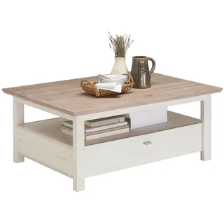 hom'in Hom`in Couchtisch Grau, Weiß, Holzwerkstoff, 2 Schubladen, rechteckig, eckig, 80x45x110 cm, Stauraum, offenes Fach, Wohnzimmer, Wohnzimmertische, Couchtische,
