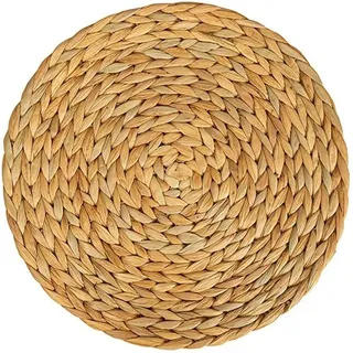 Tischsets aus Seegras (geflochtene Wasserhyazinthe) – 30 cm – waschbar – rund, natur, 6er-Set