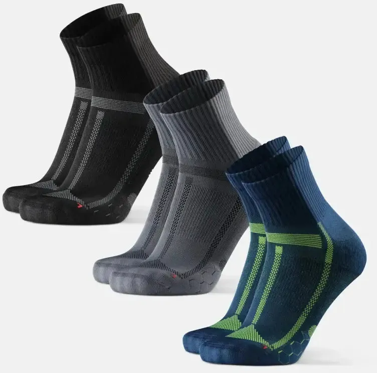 LONG DISTANCE RUNNING QUARTER SOCKEN - 3-Pack - Schwarz/Grau | Grau/Schwarz| Blau/Gelb - 43-47