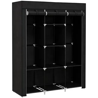 Homcom Stoffschrank, Kleiderschrank mit Kleiderstange, 8 Ebenen, Faltschrank, Faltbare Garderobe für Schlafzimmer, Kleiderschränke