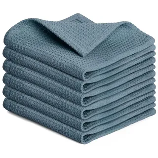 Blumtal Blumtal® Geschirrtücher 30x30 cm im 6er Set - Geschirrtücher Baumwolle 100% - Küchentücher bei 60 °C waschbar - Küchentuch - Putzlappen Baumwolle - Spüllappen waschbar - Abtrockentücher Küche in blau