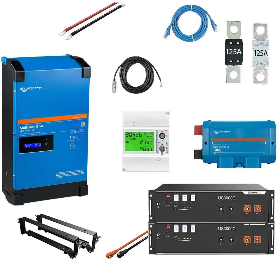 HUSATECH PowerSet 1 Phasig mit Victron MultiPlus II 48/3000/35-32 GX und 7,1 kWh Pylontech US3000C Speicher