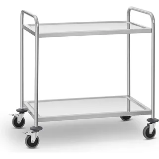 Royal Catering Servierwagen Edelstahl 2 Borde Küchenwagen Servicewagen Abräumwagen bis 120 kg