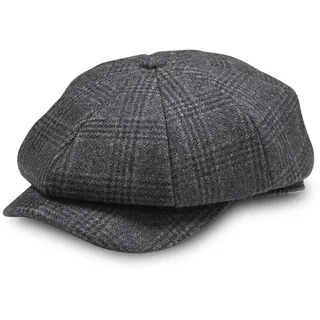 Schirmmütze Herren Schiebermütze, Gatsby Flatcap Herren Ballonmütze Tellermütze Newsboy Hut Baker Boy Mütze 8-Panel Schiebermützen Shelby Schirmmützen Grau für Herren Sommer/Winter Einstellbare Größe - 54-56