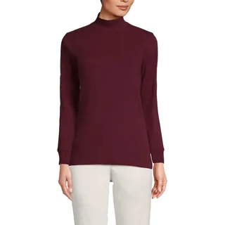 Lands' End Damen-Rollkragen-Shirt, langärmelig, aus Baumwolle, Rich Burgunderrot, 3X - 3X