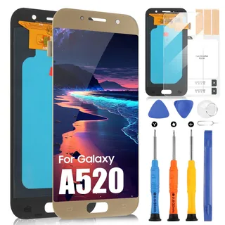 OLED LCD Bildschirm für Samsung Galaxy A5 2017 Display - Bildschirm Ersatz für Galaxy A520 A520F A520K A520L LCD Display Touchscreen Digitalisierer Glas Montage Kit (Goldener Sand)