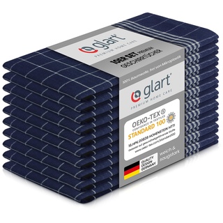 Glart 48BI2 10er Set Küchentücher 50x70 cm aus 100% Baumwolle in blau, OEKO-TEX Standard 100 zertifiziert, vorgewaschen für die Küche und Abwasch