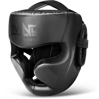 FIVING Kopfbedeckung für Boxen, kopfschützer für Kampfsport, MMA Training,Kickboxing Kopfbedeckung, Helm für Muay Thai, Grappling, Kickboxing (Schwarz, L)