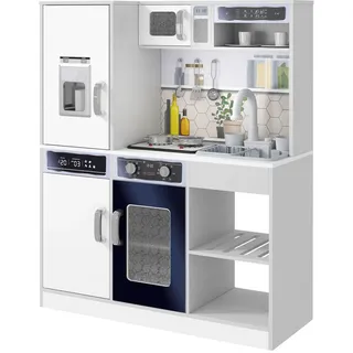 aiyaplay Kinderküche Spielküche mit Lichtern und Geräuschen Kochherd, fließendes Wasser