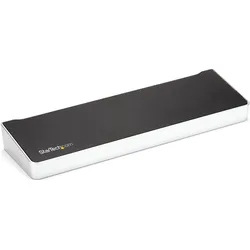 StarTech Triple Monitor 4K USB-C Dockingstation (USB-C, 6 Ports), Dockingstation + USB Hub, Schwarz, Silber