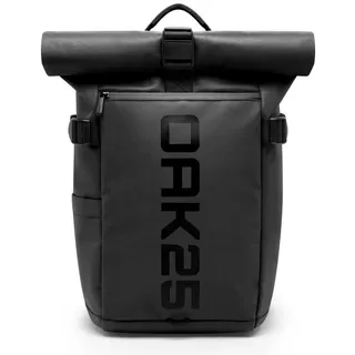 OAK25 Cityrucksack Luminite Rolltop Lite Rucksack reflektierend (1-tlg), Roll Top Backpack mit Laptopfach bis 16 Zoll, wasserabweisend schwarz