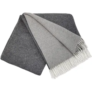 STTS International Kaschmir Decke Wolldecke Wohndecke 100% Merinowolle - Kaschmir - Mix 140 x 200 cm sehr weiches Plaid Faro (Dunkelgrau-Grau (Double face))