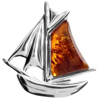 OSTSEE-SCHMUCK Brosche Ostsee-Schmuck Brosche Schiff Brosche Schiff weiß