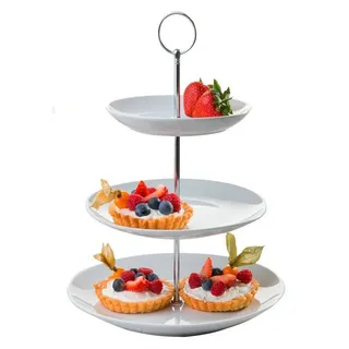 Home4You Etagere H 37 cm - 3 Etagen - Weiß - Porzellan