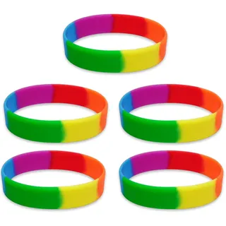 Regenbogen Armband Gummi Armbänder Lgbt Armband Regenbogen Silikon Sport Armbänder Liebe Silikon Armband Kinder Homosexuell Regenbogen Armband Geschenk für Liebhaber von Homosexuell 4 Stück