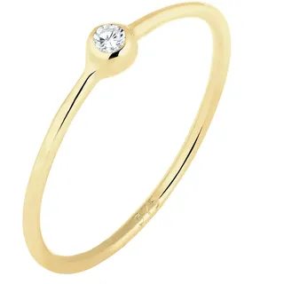 Elli PREMIUM Ring Damen Solitär Klassisch mit Zirkonia Kristalle aus 375 Gelbgold