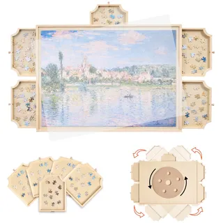 Vevor 1000-teiliges drehbares Puzzlebrett mit 5 Schubladen & Abdeckung, tragbarer Puzzletisch (736 x 535 mm), Puzzle-Zubehör für Erwachsene, Puzzle-Organizer-Aufbewahrungssystem Puzzle Boards