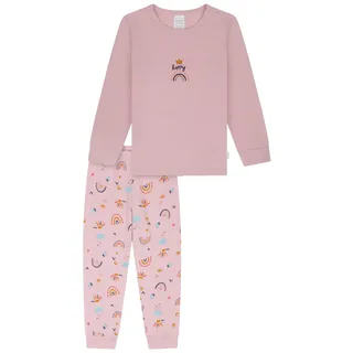SCHIESSER Mädchen Schlafanzug, lang - Kids, Bündchen, Baumwolle, Print Rosa 104