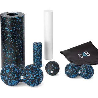 club4brands c4b Faszienrolle aus EPP | Mittelharte Schaumstoffrolle | 7-teiliges Set | Massagerollen & Faszienbälle | Faszienrolle für ein effektives Faszientraining | inkl. Turnbeutel aus Nylon | Rückenrolle