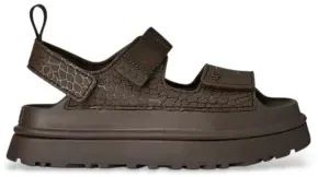 UGG für Damen. 1175311 GoldenGlow Geprägte braune Ledersandalen (38), 3 bis 5 cm, Klettverschluss, Lässig